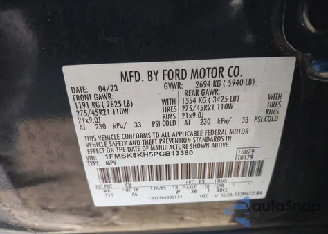 2023 Ford Explorer St-Line z USA, uszkodzony, nr VIN 1FMSK8KH5PGB13380